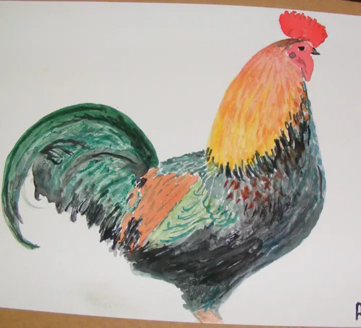 Haan in acrylverf