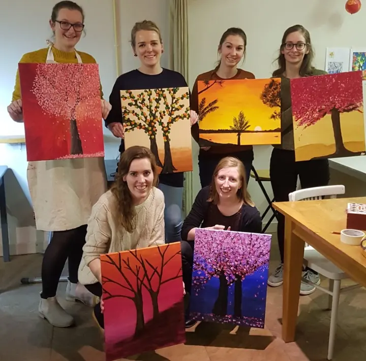 Bomen van een vriendinnenworkshop