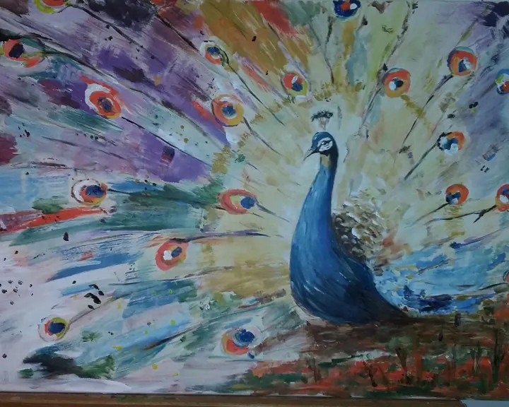 Pauw in acrylverf